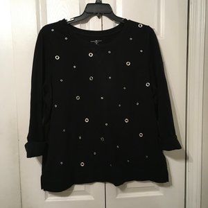 Karen Scott Grommet Black Sweatshirt